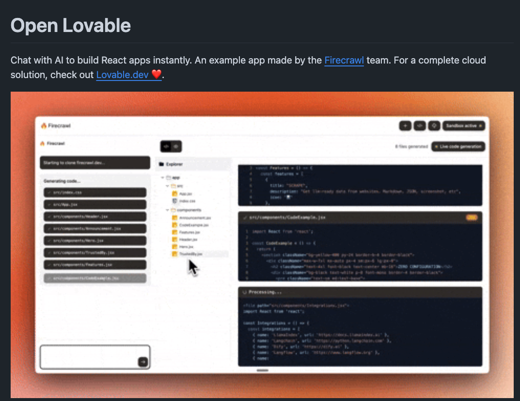 Open Lovable - Chat con IA para Crear Apps React